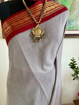 PRESHITA – GREY CHECKED GADWAL COTTON WITH MAROON ZARI BORDER