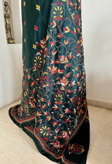 MOHULIKA- BLACK KANTHA SAREE WITH RUST, OCHRE AND WHITE EMBROIDERY