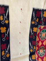 MADHUNISHA- CREAM POCHAMPALLY WITH IKKAT PANELS AND MAROON AANCHAL