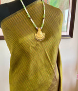 SUVIKA- GREEN KATTAM KANJIVARAM WITH RUST ORANGE BORDER