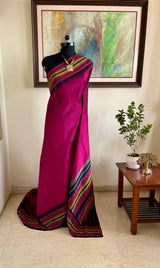 MRIGASYA – PURPLE MAGENTA KANJIVARAM SAREE WITH COLOURED AANCHAL
