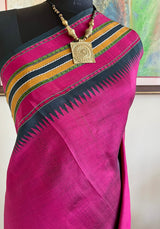 MRIGASYA – PURPLE MAGENTA KANJIVARAM SAREE WITH COLOURED AANCHAL