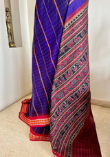 MOHUL – PURPLE ODISHA HANDLOOM SAREE WITH TEMPLE AND FISH MOTIFS