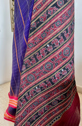 MOHUL – PURPLE ODISHA HANDLOOM SAREE WITH TEMPLE AND FISH MOTIFS