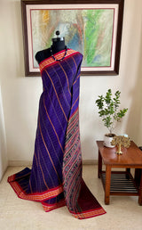 MOHUL – PURPLE ODISHA HANDLOOM SAREE WITH TEMPLE AND FISH MOTIFS
