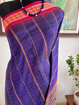 MOHUL – PURPLE ODISHA HANDLOOM SAREE WITH TEMPLE AND FISH MOTIFS