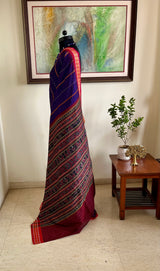 MOHUL – PURPLE ODISHA HANDLOOM SAREE WITH TEMPLE AND FISH MOTIFS