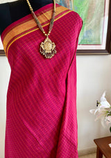 MUGILA – MAROON KATTAM KANJIVARAM WITH MUSTARD GREEN MAROON AANCHAL