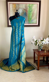 MILISHA – BLUE KANJIVARAM WITH ZARI MOTIFS AND GRAND AANCHAL