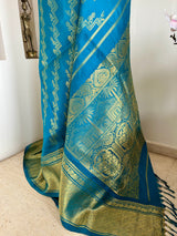 MILISHA – BLUE KANJIVARAM WITH ZARI MOTIFS AND GRAND AANCHAL