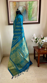 MILISHA – BLUE KANJIVARAM WITH ZARI MOTIFS AND GRAND AANCHAL