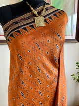 BANALEKHA- KHANDUA SILK IN BROWN WITH FLORAL BANDHA DETAILS