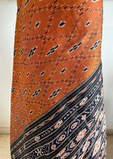 BANALEKHA- KHANDUA SILK IN BROWN WITH FLORAL BANDHA DETAILS