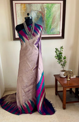 CAYAL- ARANI SILK IN MAUVE WITH TEAL MAGENTA BORDERS