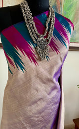 CAYAL- ARANI SILK IN MAUVE WITH TEAL MAGENTA BORDERS