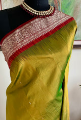 KANI – MEHENDI GREEN KANJIVARAM WITH MAROON ZARI GRANDEUR