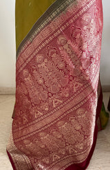 KANI – MEHENDI GREEN KANJIVARAM WITH MAROON ZARI GRANDEUR