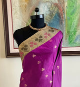 LALITHAMBIKA – MAGENTA PURPLE KANJIVARAM WITH OLIVE GREEN AANCHAL