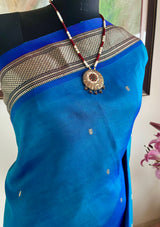MADHIKA - BLUE PAITHANI SILK WITH NARALI BORDER MOR KUNDA AANCHAL