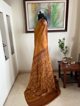 UMANGI – BROWN SATIN SILK BANDHANI WITH MOTIF AANCHAL