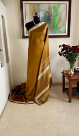 VASANTIKA - OCHRE SILK SAREE WITH PHODA TECHNIQUE WORK