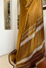 VASANTIKA - OCHRE SILK SAREE WITH PHODA TECHNIQUE WORK