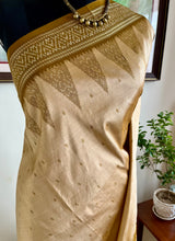 GANGIKA – LIGHT BEIGE IKKAT SAREE WITH DARK BEIGE BORDER