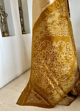 GANGIKA – LIGHT BEIGE IKKAT SAREE WITH DARK BEIGE BORDER