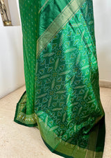 HANSIKA – GREEN PATOLA SAREE WITH DIAMOND AND ZARI MOTIFS