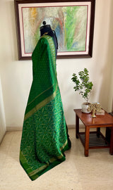 HANSIKA – GREEN PATOLA SAREE WITH DIAMOND AND ZARI MOTIFS
