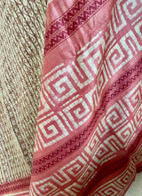 ROMINA- CONTEMPORARY OFFWHITE TUSSAR SILK WITH BROWN PRINTS