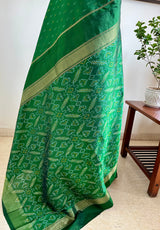 HANSIKA – GREEN PATOLA SAREE WITH DIAMOND AND ZARI MOTIFS