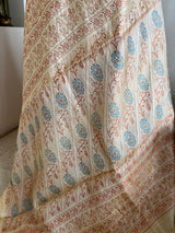 JANISHA- RUST TUSSAR BANARASI SAREE WITH CREAM BORDER AND JACQUARD AANCHAL