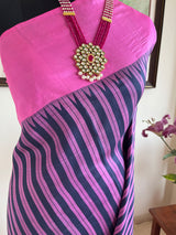 NILASHRI LIGHTWEIGHT KANJIVARAM WITH STRIPES AND PINK BORDER