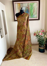 TABITHA- LIGHTWEIGHT PRINTED SILK SAREE WITH ABSTRACT MAROON AND RUST