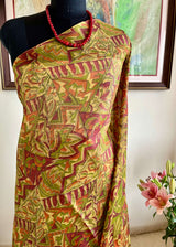 TABITHA- LIGHTWEIGHT PRINTED SILK SAREE WITH ABSTRACT MAROON AND RUST