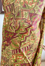 TABITHA- LIGHTWEIGHT PRINTED SILK SAREE WITH ABSTRACT MAROON AND RUST