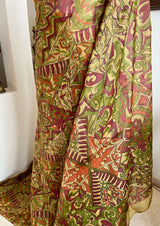 TABITHA- LIGHTWEIGHT PRINTED SILK SAREE WITH ABSTRACT MAROON AND RUST