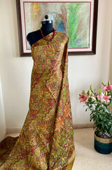 TABITHA- LIGHTWEIGHT PRINTED SILK SAREE WITH ABSTRACT MAROON AND RUST