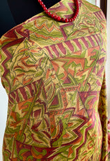 TABITHA- LIGHTWEIGHT PRINTED SILK SAREE WITH ABSTRACT MAROON AND RUST