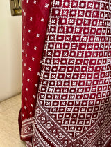 AASHKA – MAROON SILK WITH EXQUISITE ALL-OVER WHITE SINDHI EMBROIDERY