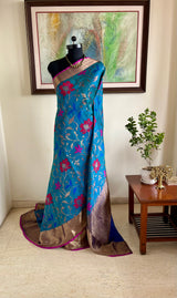 PUSHPABALI – KATAN BANARASI WITH ZARI AND COLOURED FLORAL MOTIFS