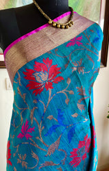 PUSHPABALI – KATAN BANARASI WITH ZARI AND COLOURED FLORAL MOTIFS