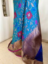 PUSHPABALI – KATAN BANARASI WITH ZARI AND COLOURED FLORAL MOTIFS