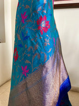 PUSHPABALI – KATAN BANARASI WITH ZARI AND COLOURED FLORAL MOTIFS