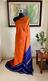 SATHVIKA – RUST BROWN KANJIVARAM WITH SILVER RUDRAKSHA AND TEMPLE AANCHAL