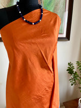 SATHVIKA – RUST BROWN KANJIVARAM WITH SILVER RUDRAKSHA AND TEMPLE AANCHAL