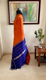 SATHVIKA – RUST BROWN KANJIVARAM WITH SILVER RUDRAKSHA AND TEMPLE AANCHAL