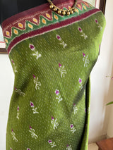 AVANITA GREEN PATOLA WITH IKKAT BORDER AND FLORALS