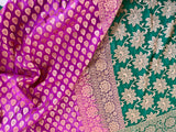 VATSALA- HALF AND HALF BANARASI SAREE WITH FLORAL AND ZARI MOTIFS